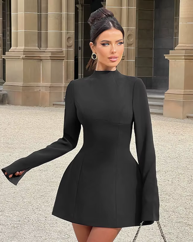 SIRA™ | Elegantes A-Linien-Kleid mit langen Ärmeln